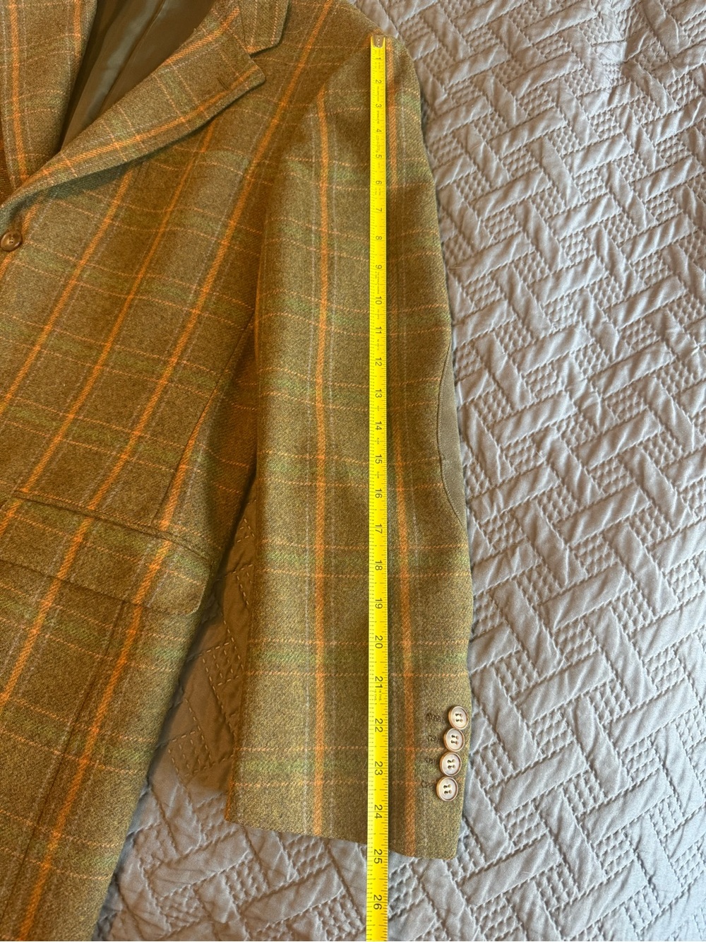 Ermenegildo Zegna Green Plaid Sport Coat with Tan & Orange Windowpane - Picture 13 of 15